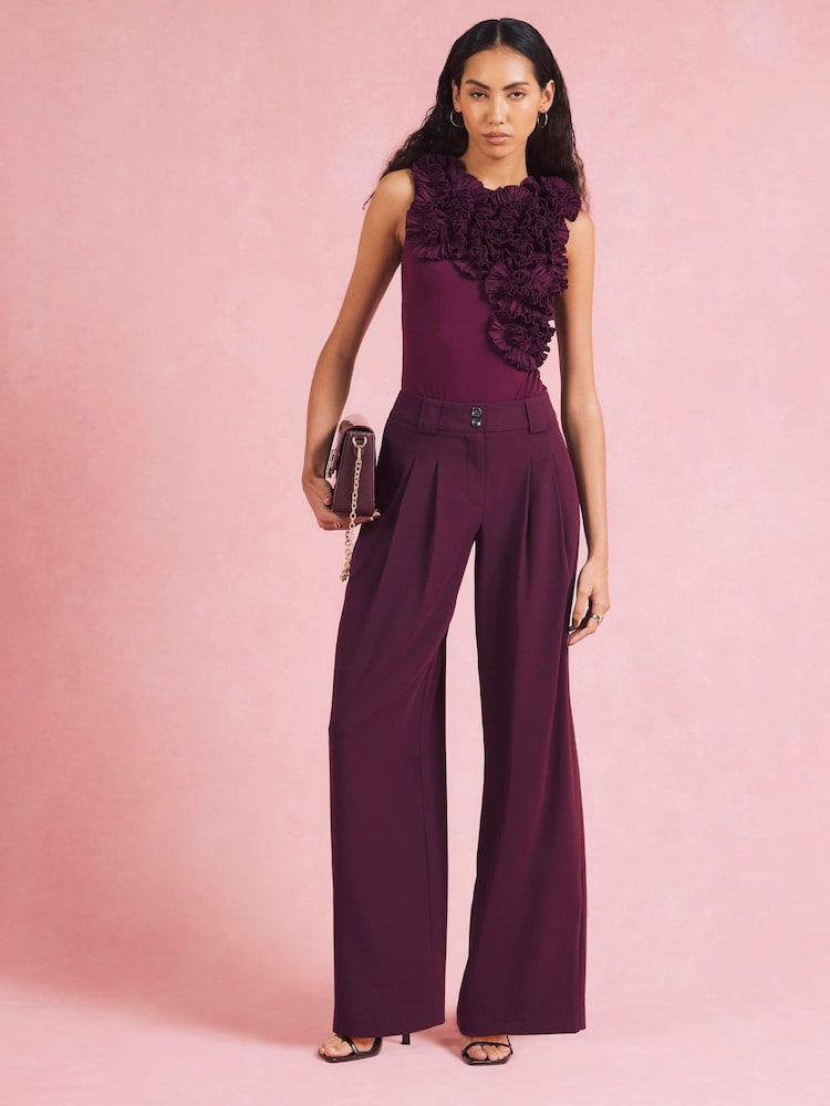 River Island Purple Ruffle Frill Bodysuit - Image 1 of 4