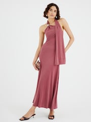 River Island Red Scarf Neck Trim Maxi Dress - Image 1 of 4