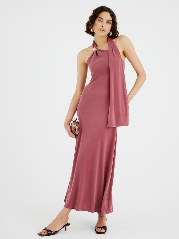 River Island Red Scarf Neck Trim Maxi Dress - Image 1 of 4
