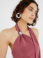 River Island Red Scarf Neck Trim Maxi Dress - Image 4 of 4