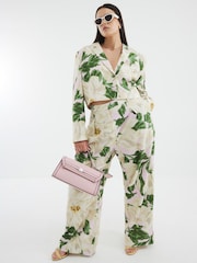River Island Green Floral Print Wide Leg Trousers - Image 1 of 6