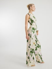 River Island Green Floral Print Wide Leg Trousers - Image 3 of 6