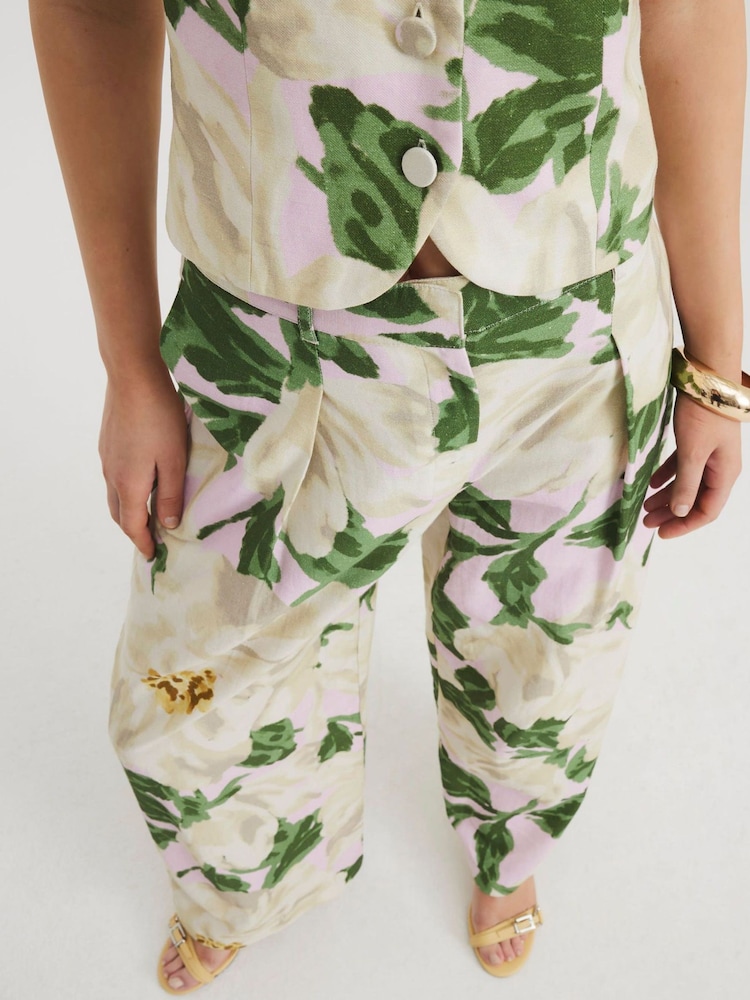River Island Green Floral Print Wide Leg Trousers - Image 6 of 6 River Island Green Floral Print Wide Leg Trousers - Image 6 of 6