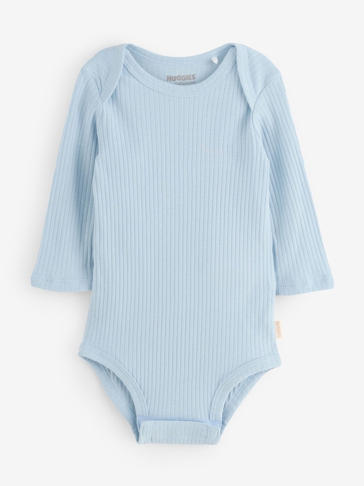 Huggies Baby Long Sleeve Envolope Neck Bodysuits 3 Pack - Image 2 of 4