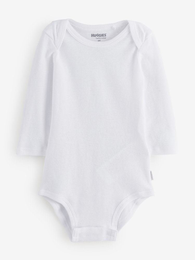 Huggies Baby Long Sleeve Envolope Neck Bodysuits 3 Pack - Image 4 of 4