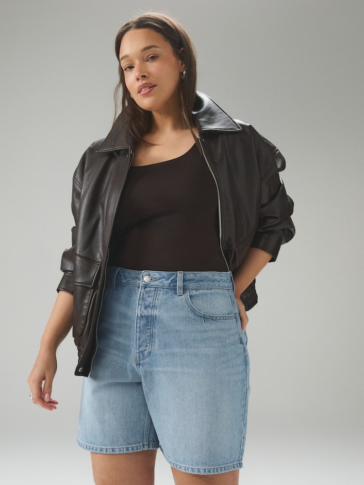 浅蓝色 - Bermuda Denim Shorts - 13的图像1｝