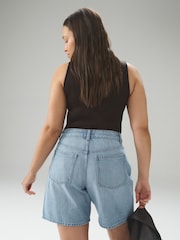 浅蓝色 - Bermuda Denim Shorts - 13的图像3｝