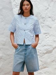 浅蓝色 - Bermuda Denim Shorts - 13的图像7｝