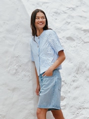 浅蓝色 - Bermuda Denim Shorts - 13的图像8｝