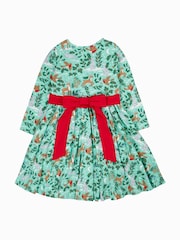 Frugi Green Christmas Party Skater Dress - Image 2 of 4