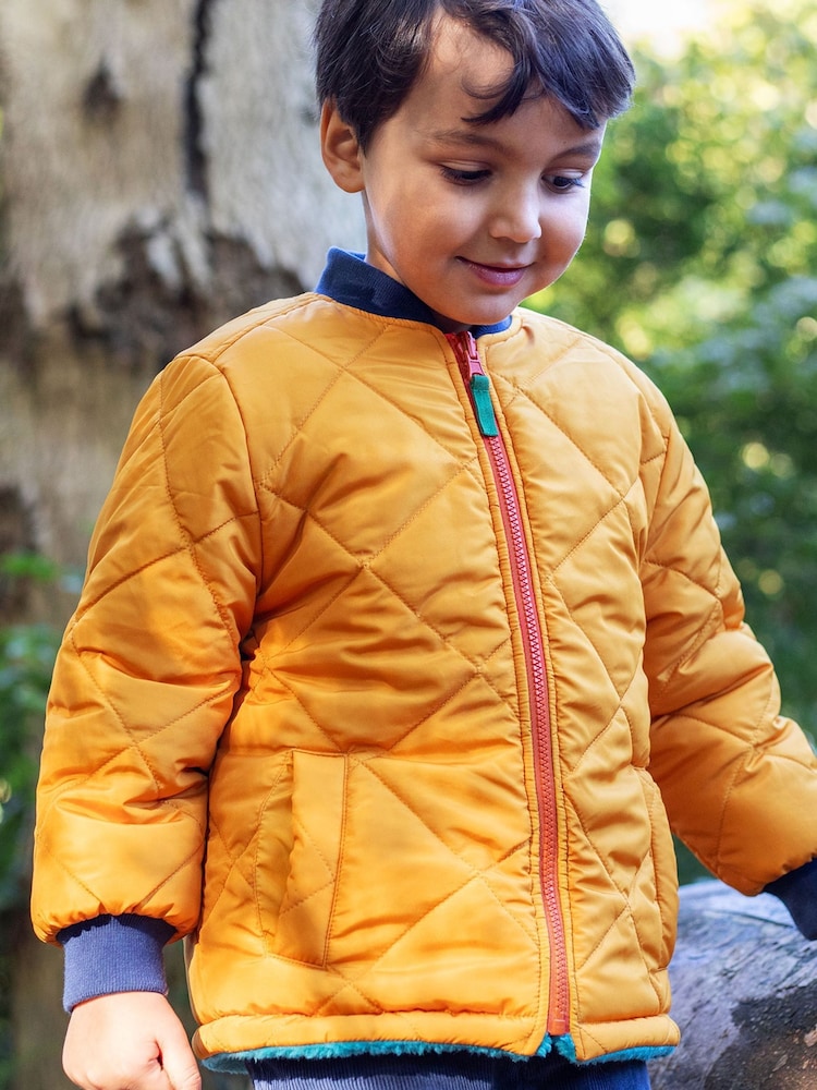 Frugi Yellow Robin Reversible Quilted Jacket - Image 2 of 5 Frugi Yellow Robin Reversible Quilted Jacket - Image 2 of 5