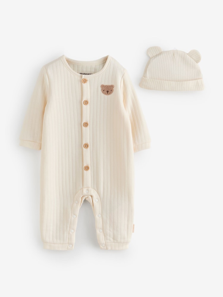 Huggies Cream Baby Ribbed Bodysuit & Hat Set 2 Piece - Image 1 of 1