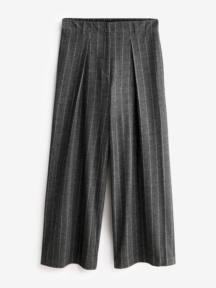 Grey Pleated Front Pinstripe Trousers - Image 1 of 1 Grey Pleated Front Pinstripe Trousers - Image 1 of 1