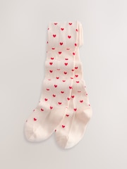 Cream/Red Cotton Rich Heart Tights - Image 1 of 3