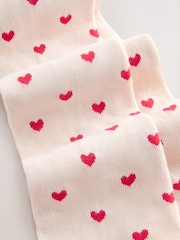 Cream/Red Cotton Rich Heart Tights - Image 2 of 3