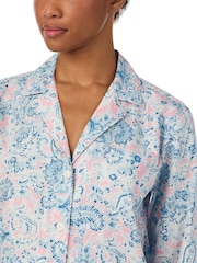 Lauren Ralph Lauren Blue Cotton Woven Sateen Long Sleeve Notch Collar Pajamas Set - Image 3 of 3