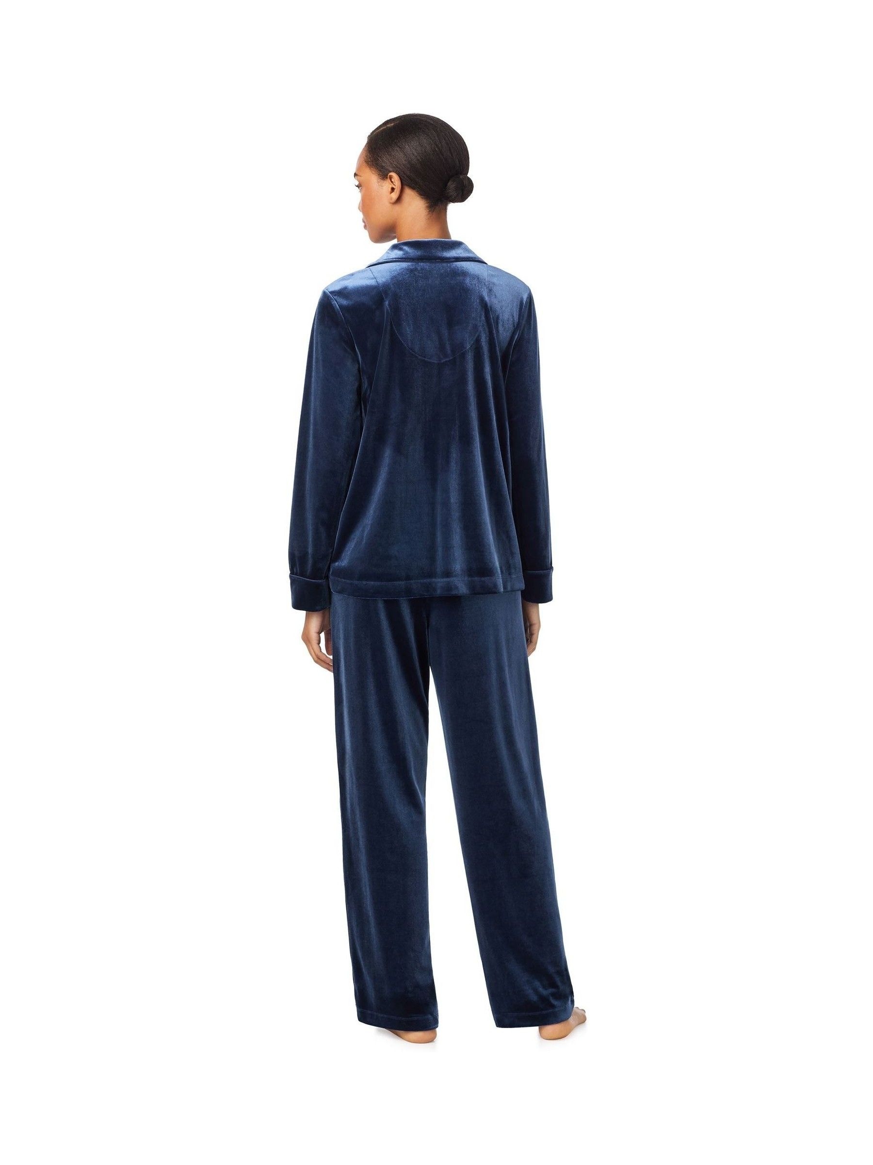 Buy Lauren Ralph Lauren Blue Velvet Long Sleeve Notch Collar Boxer