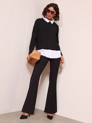 Friends Like These Black 2 in 1 Poplin Collar Jersey Jumper - Image 3 of 5