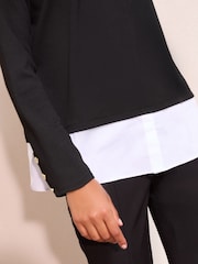 Friends Like These Black 2 in 1 Poplin Collar Jersey Jumper - Image 4 of 5
