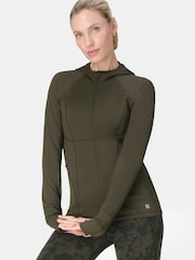 Sweaty Betty Green Pro Run Zip Up Sweatshirt - Image 2 of 8