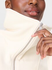 Sweaty Betty White Peaceful Rib Half Zip Cropped Sweatshirt - Image 5 of 7