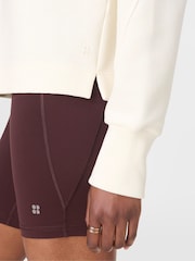 Sweaty Betty White Peaceful Rib Half Zip Cropped Sweatshirt - Image 6 of 7