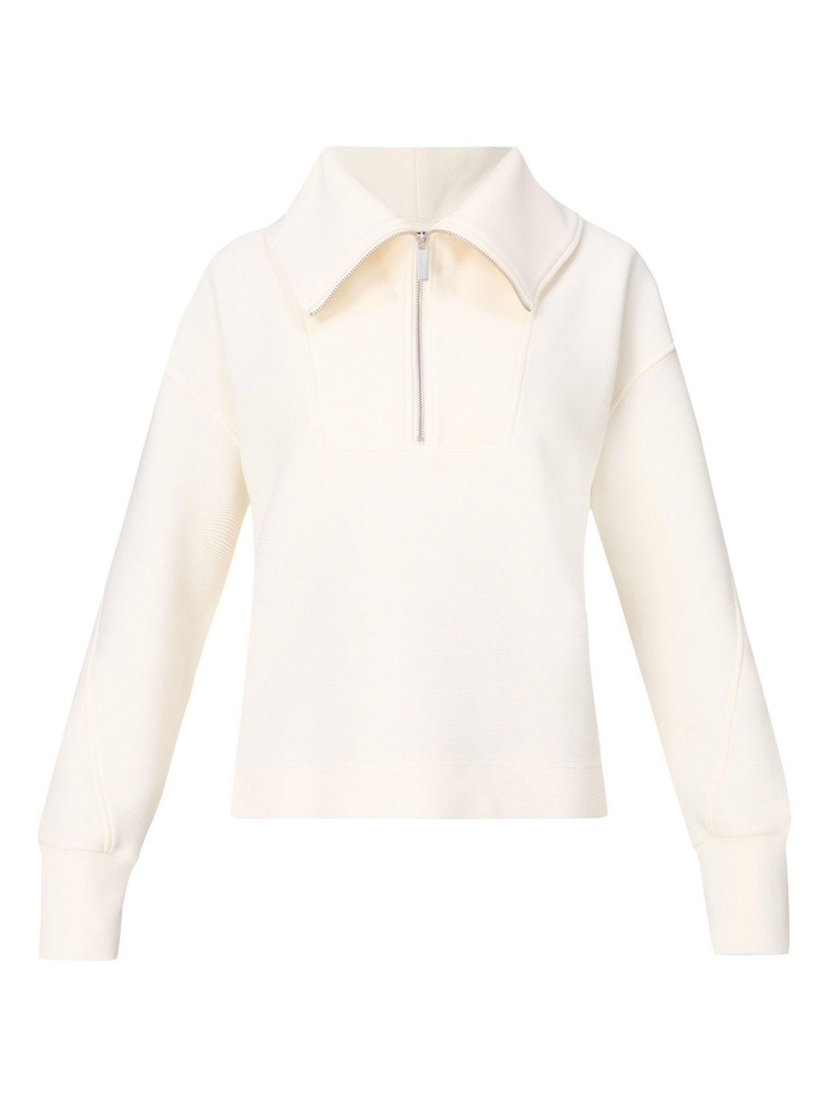Sweaty Betty White Peaceful Rib Half Zip Cropped Sweatshirt - Image 7 of 7