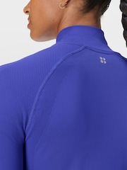 Sweaty Betty Blue Athlete Seamless Workout Zip Up Sweat Top - Image 5 of 9