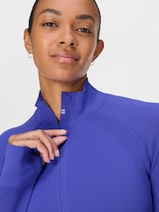 Sweaty Betty Blue Athlete Seamless Workout Zip Up Sweat Top - Image 6 of 9