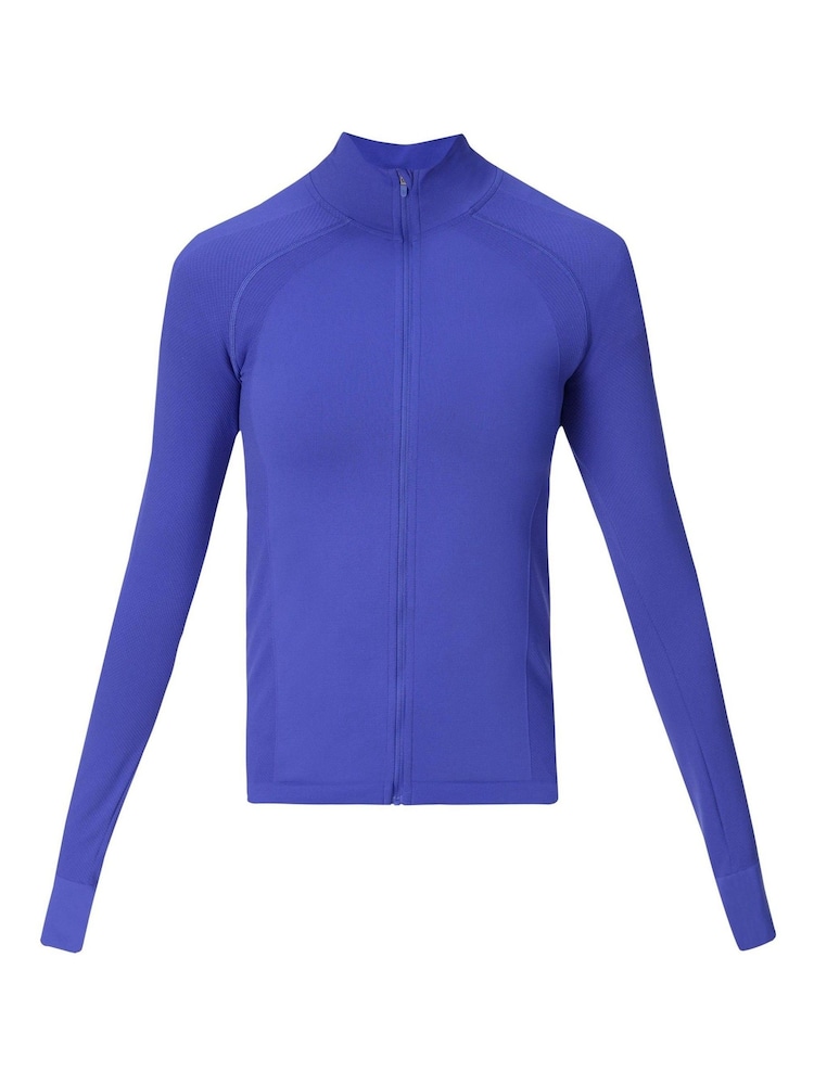 Sweaty Betty Blue Athlete Seamless Workout Zip Up Sweat Top - Image 9 of 9