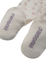 Huggies Pink Floral Print Top Bodysuit & Footed Leggings 3 Piece Set - Image 3 of 4