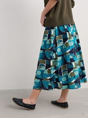 Seasalt Cornwall Blue Multi Mevagissey 100%  Cotton Midi Skirt - Image 1 of 5
