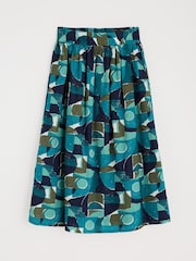 Seasalt Cornwall Blue Multi Mevagissey 100%  Cotton Midi Skirt - Image 3 of 5