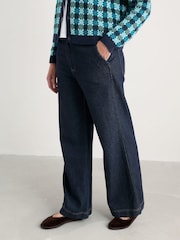 Seasalt Cornwall Blue Sennen Cove Wide Leg Jeans - Image 3 of 6