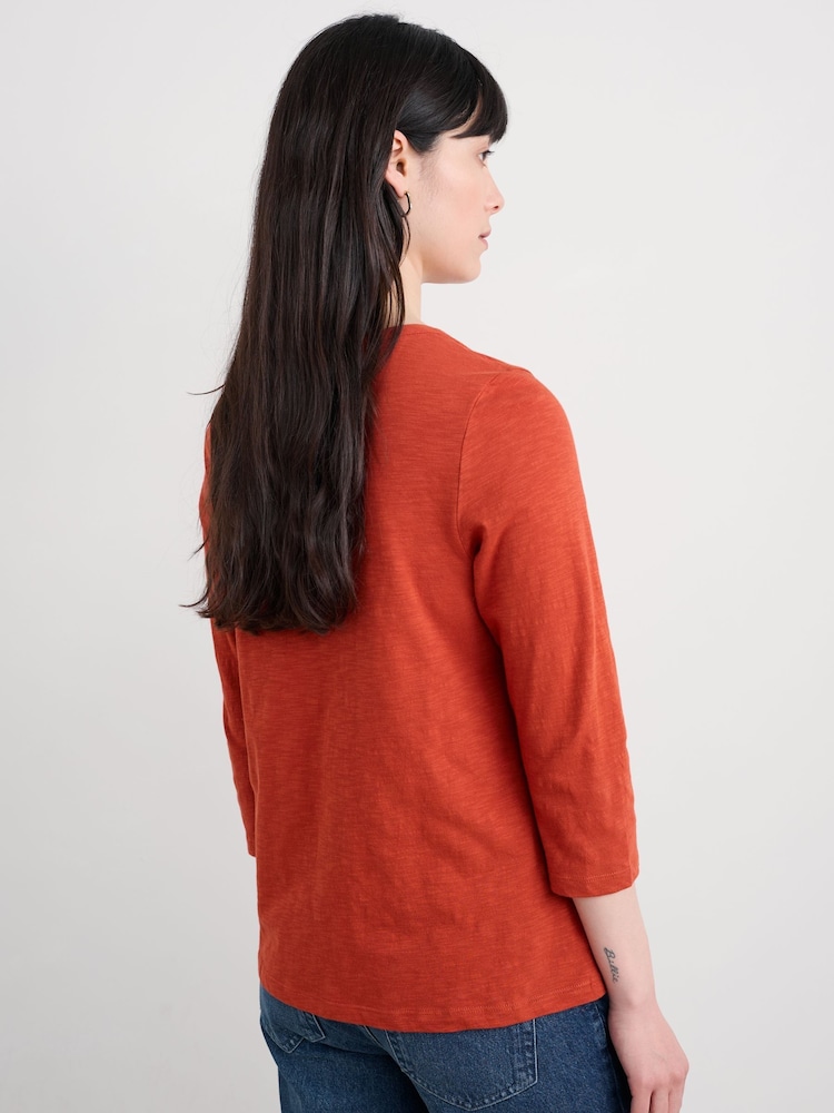 Seasalt Cornwall Orange Carlyon Top Cotton Jersey - Image 1 of 5 Seasalt Cornwall Orange Carlyon Top Cotton Jersey - Image 1 of 5