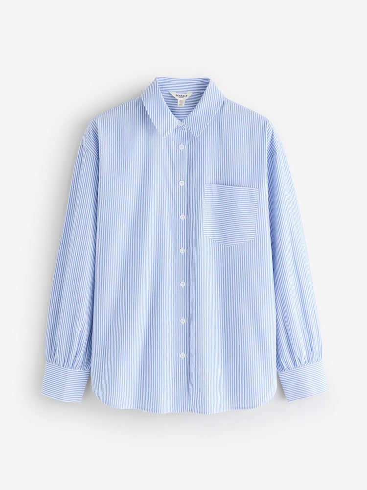 Seasalt Cornwall Blue Oversized Sea Path Poplin Shirt - Image 1 of 1
