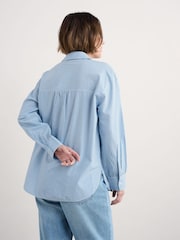 Seasalt Cornwall Blue Oversized Sea Path Poplin Shirt - Image 2 of 5