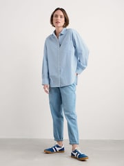 Seasalt Cornwall Blue Oversized Sea Path Poplin Shirt - Image 3 of 5