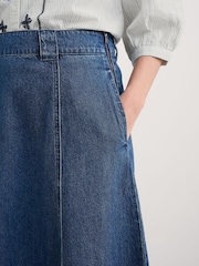 Seasalt Cornwall Blue Restharrow Ankle Length Denim Skirt - Image 3 of 5