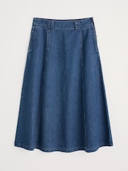 Seasalt Cornwall Blue Restharrow Ankle Length Denim Skirt - Image 4 of 5