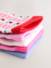 Pink Cotton Rich Cherry Ankle Socks 5 Pack - Image 2 of 3