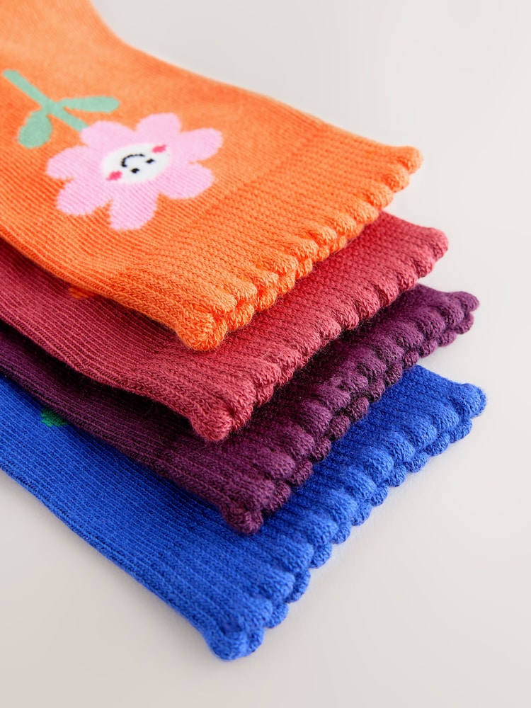 Multi Cotton Rich Flower and Heart Ankle Socks 4 Pack - Image 3 of 3 Multi Cotton Rich Flower and Heart Ankle Socks 4 Pack - Image 3 of 3