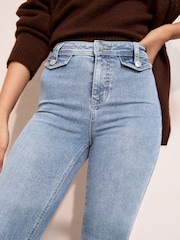 Friends Like These Mid Wash High Waist Pocket Flare Jeans - Image 5 of 5