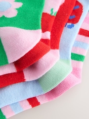 Pink Red and Green Cotton Rich Charcter Ankle Socks 5 Pack - Image 3 of 4