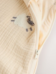 Embroidered Sheep Muslin - 1 Tog Ärmelloser Babyschlafsack - Bild 8 von 9