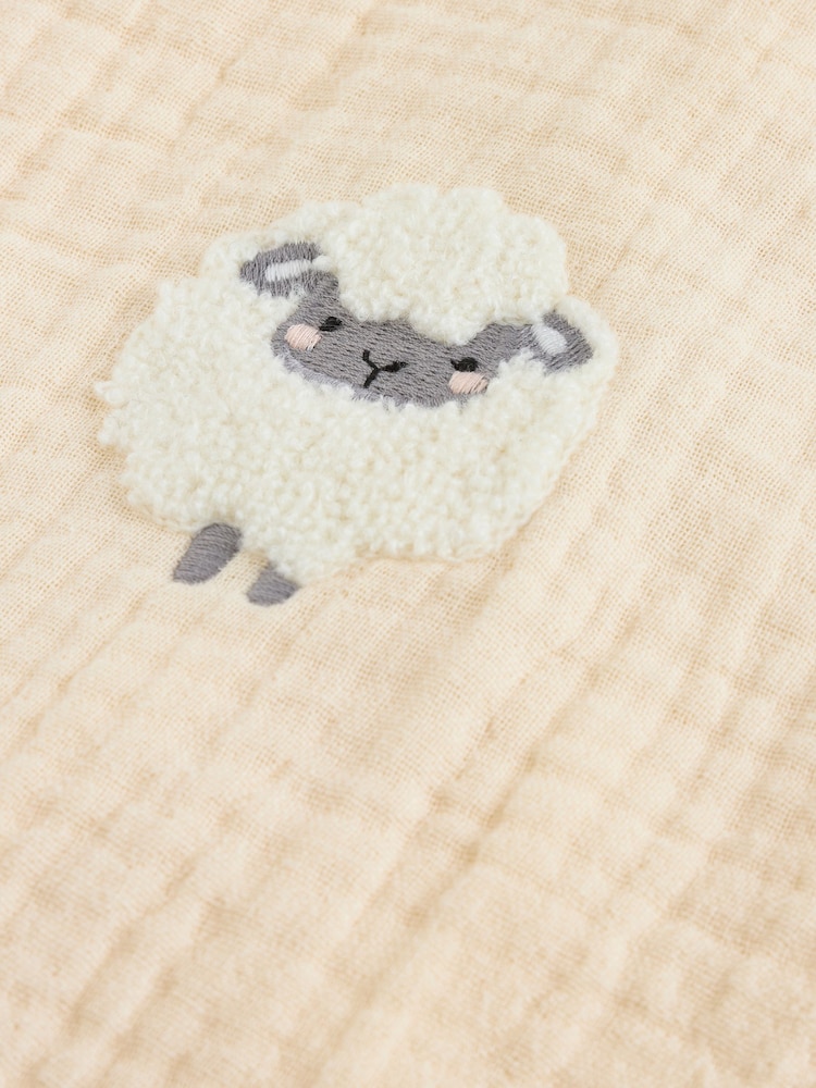 Embroidered Sheep Muslin - 1 Tog Ärmelloser Babyschlafsack - Bild 9 von 9