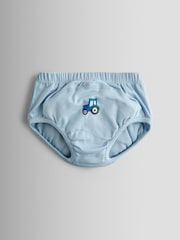 JoJo Maman Bébé Blue Multi 3-Pack Tractor Training Pants - Image 3 of 8