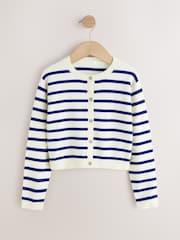 Navy Stripe Button Up Cardigan 3yrs-16yrs (3mths-16yrs) - Image 1 of 4
