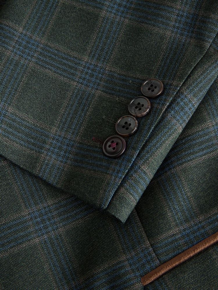 Vert - Veste Coupe ajustée texturée à carreaux - Image 10 de 10