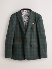 Vert - Veste Coupe ajustée texturée à carreaux - Image 5 de 10